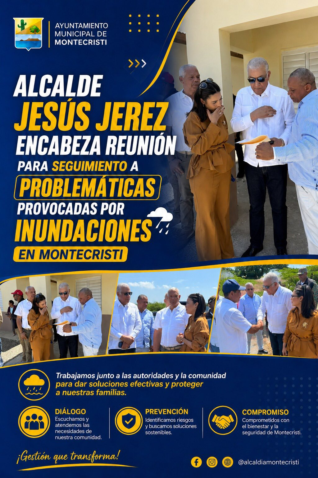 Alcalde Jesús Jerez encabeza reunión para seguimiento a problemáticas provocadas por inundaciones en Montecristi.